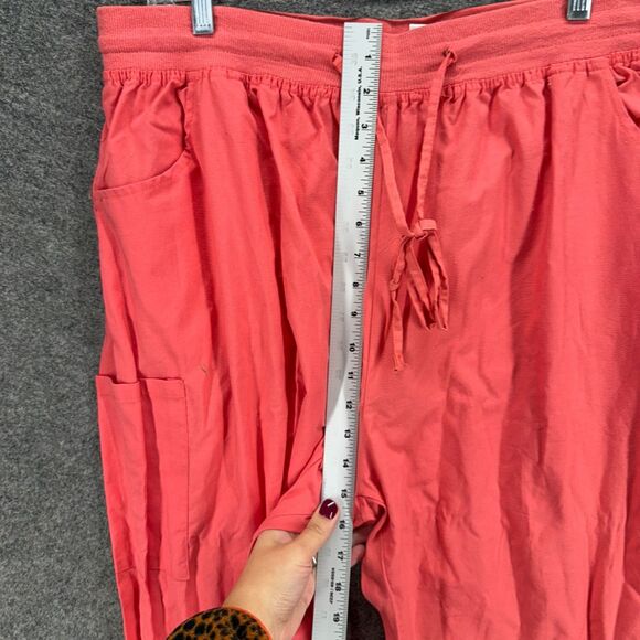 Just Be... Pants Women 3X Plus Pink High Rise Chino Drawstring Flat Front Cotton - Picture 4 of 7